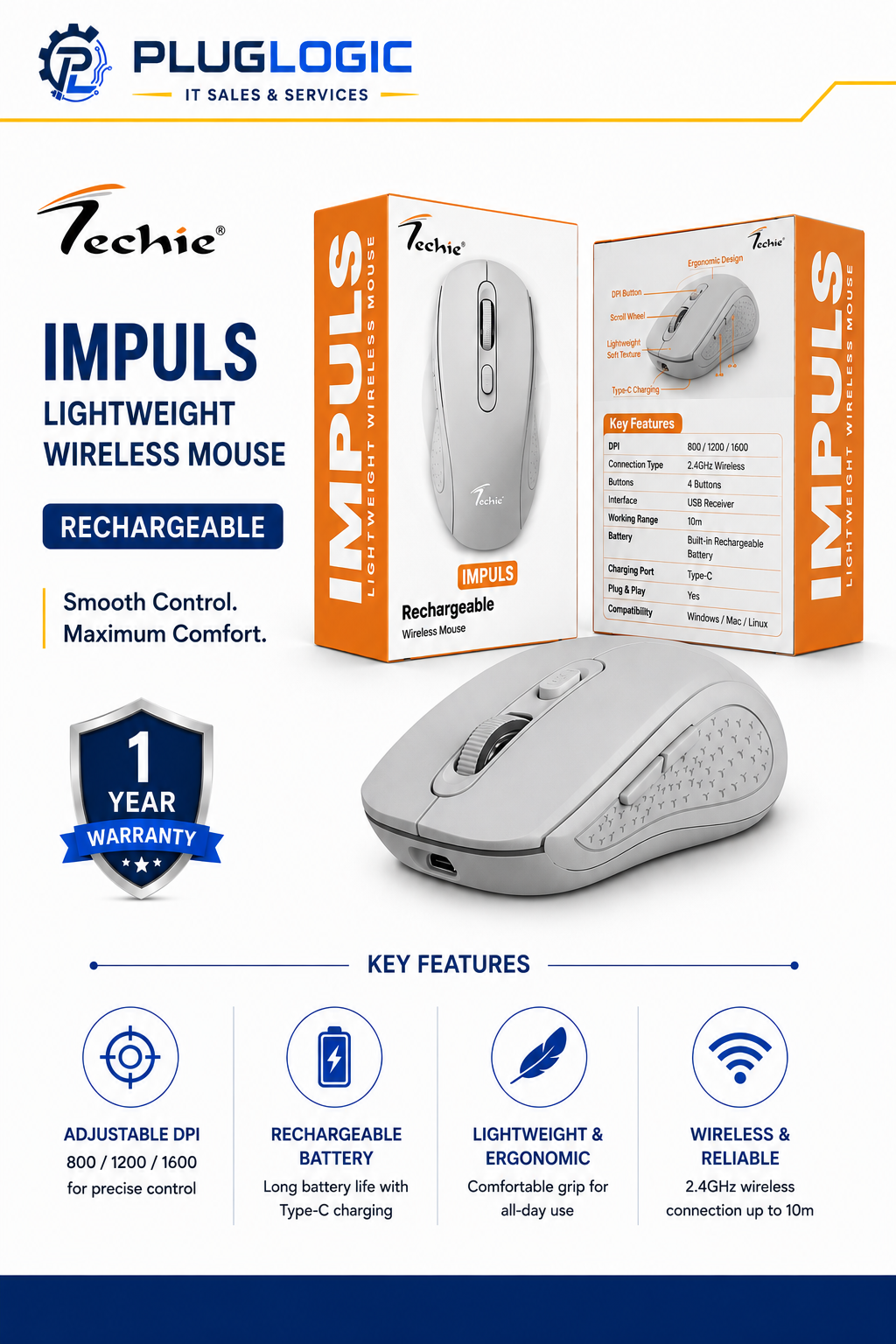 Techie Wireless Rechargable Mouse
